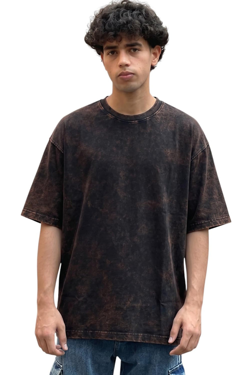 boffi ... 100% Cotton Oversized T-Shirt Unisex Drop Shoulder Dye Washed Street Look Black Pack of 1